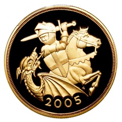 イギリス 2005年 5ポンド プルーフ金貨 エリザベス2世  セントジョージと竜退治　PCGS PR69DCAM