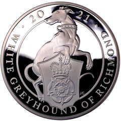 イギリス 2021年 10ポンド 5オンス純銀貨 クイーンズビースト’Richmond Grayhound’COA BOX #251