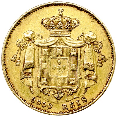 ポルトガル 1851年 5000レイス金貨 マリア２世 VF