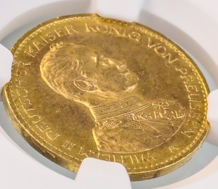 ドイツ プロイセン 1914年 20マルク 金貨　ヴィルヘルム2世　NGC MS63