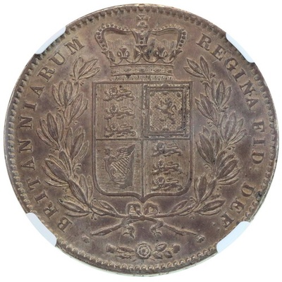 イギリス 1844年 クラウン銀貨  ビクトリア ヤングヘッド　VIII on edge Cinqfoil Stop AU55