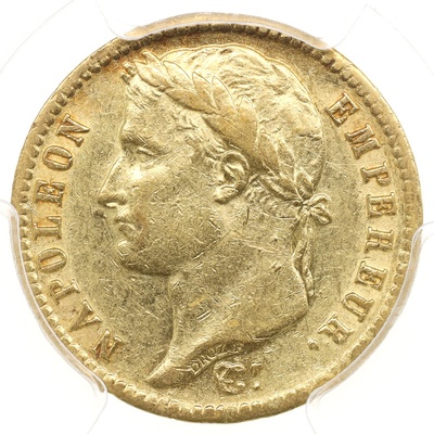 フランス　1813A　20フラン金貨　ナポレオン　PCGS AU55　35899526
