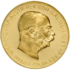 オーストリア-ハンガリー 1915年  100コロナ プルーフ 金貨 フランツ・ヨーゼフ1世