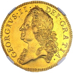 イギリス 1753年銘 5ギニー金貨　ジョージ2世　NGC鑑定 AU58