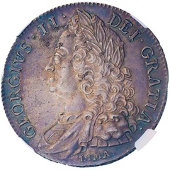 イギリス 1746年 クラウン 銀貨 ジョージ２世 LIMA NGC AU58  トーン