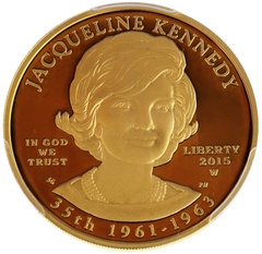 アメリカ 2015年W 10ドル 1/2オンス 純金貨 ファーストスパウズシリーズ  ジャクリーン・ケネディ　PCGS PR70DCAM