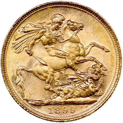 イギリス領オーストラリア 1899年銘 ソブリン金貨 シドニーミント ビクトリア ヴェールドヘッドUNC未使用