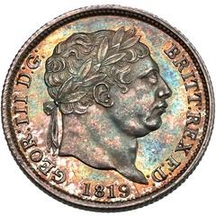 イギリス 1819年 シリング銀貨 ジョージ３世　グリーントーン