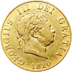 イギリス 1820年 ハーフソブリン金貨　ジョージ３世　VF