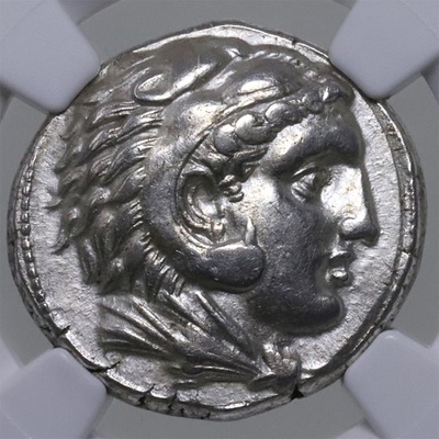 古代シシリー BC300-289 テトラドラクマ銀貨 アレキサンダー大王 ヘラクレス　NGC Ch XF