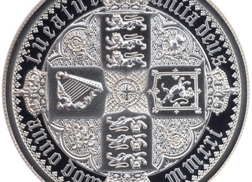 イギリス 2021年 エリザベス 5ポンド 2oz プルーフ ピエフォー 純 銀貨 The Great Engravers 第4弾「ゴシック クラウン」ゴチック 復刻裏面 NGC PF69UCAM COA BOX