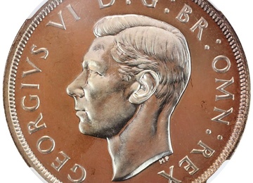 イギリス 1937年銘 ジョージ6世 プルーフ クラウン 銀貨 NGC　PF67