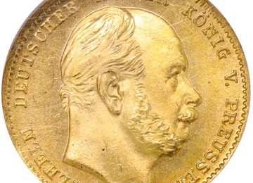 ドイツ プロイセン 1873年A 10マルク 金貨 ヴィルヘルム1世 NGC MS66　ハイグレード