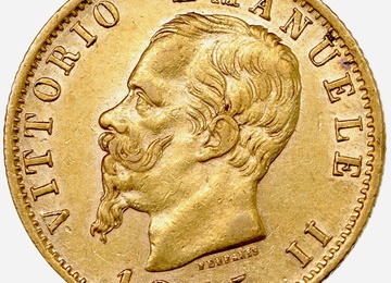 イタリア 王国 1875年 20リレ 金貨 ヴィットリオ・エマヌエーレ 2世 EF極美品