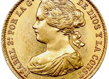 スペイン 1862年 100レアレス金貨 イザベル2世 EF未使用