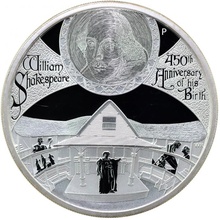 ツバル 2014年P  5ツバルドル 5オンス シェイクスピア生誕450周年記念 プルーフ純銀貨  エリザベス2世　NGC PF69ULTRA CAMEO