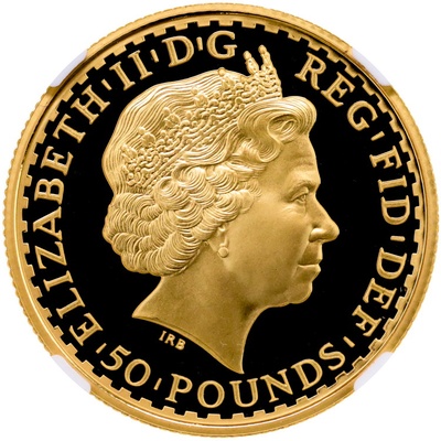 イギリス ブリタニア 1998年 50ポンド 1/2オンス 金貨 エリザベス2世 NGC　PF70UCAM