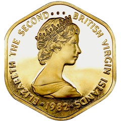 イギリス・バージン諸島 1982年 100ドル金貨 プルーフ 39500 エリザベス2世 ヤングバスト 女王即位 30周年記念 FDC完全未使用