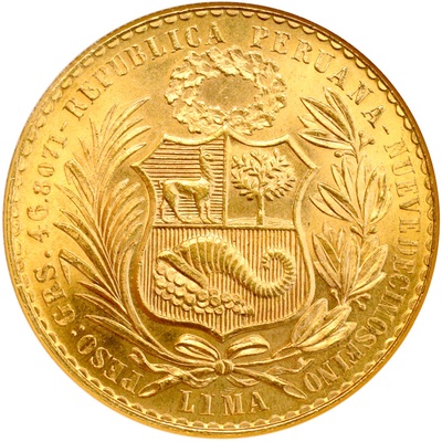 ペルー 1962年 100ソル 大型金貨 限定発行 9678枚 NGC MS64 3162662-003