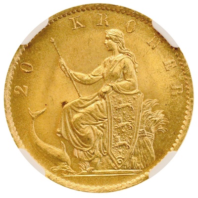 デンマーク 1873年銘 20クローネ 金貨 クリスチャンIX NGC MS65 ハイグレード