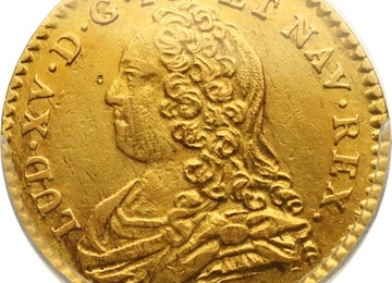 フランス　1726年A　1/2ルイドール金貨　ルイ15世　PCGS Auｄ