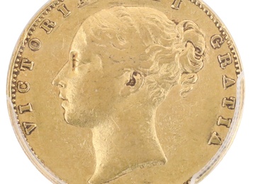 イギリス  特年1838年 ソブリン金貨 ビクトリア ヤングヘッド PCGS AU50