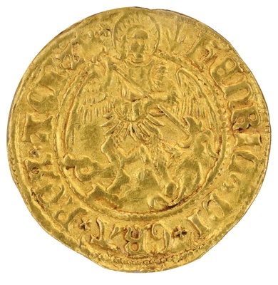 イギリス(イングランド) 1505-9年 ヘンリー7世　1/2 エンジェル 金貨　NGC AU55