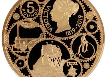イギリス 2019年 5ポンド金貨 ビクトリア記念 PCGS PR70DC COA BOX