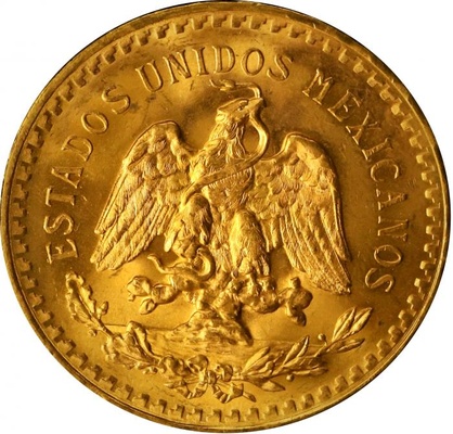 メキシコ 1947年 50ペソ金貨 UNC-～UNC