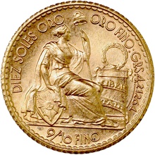 ペルー 1956年 10ソル 金貨　BU完全未使用