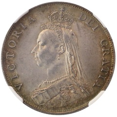 イギリス 1887年  2シリング フローリン 銀貨  ビクトリア ジュビリーヘッド　NGC MS63