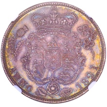 イギリス 1821年 ハーフクラウン銀貨 ジョージ４世 ESC2360 S3807 トーン NGC MS63