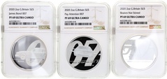 イギリス 2020年 007シリーズ 2オンスピエフォー 5ポンドプルーフ純銀貨ライン 3枚コンプリートセット　NGC PF69UCAM