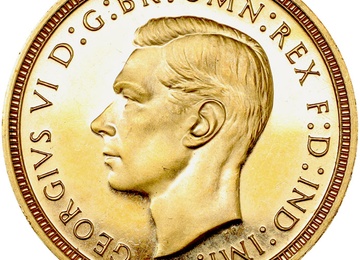 イギリス 1937年 ジョージ６世 ハーフソブリン金貨 プルーフ FDC完全未使用
