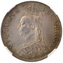 イギリス 1887年  2シリング フローリン 銀貨  ビクトリア ジュビリーヘッド　NGC MS63